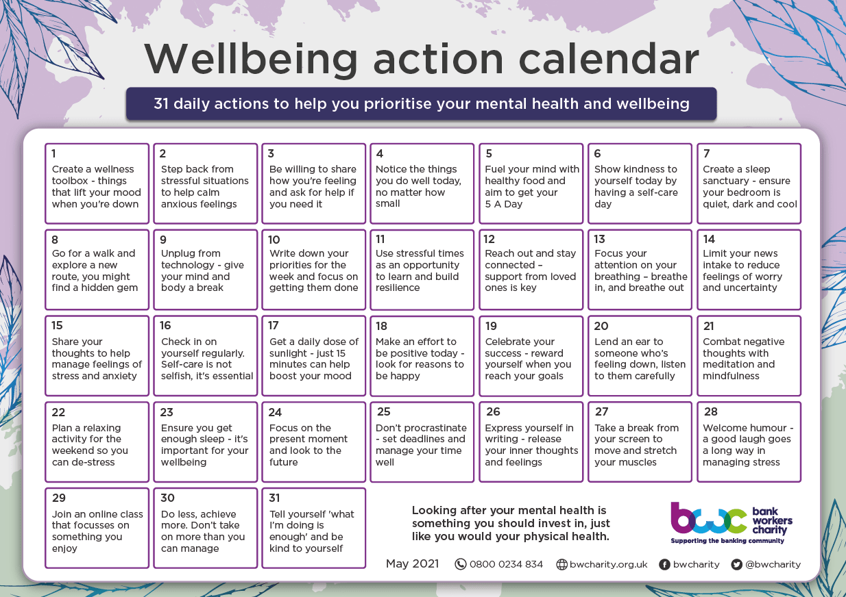 BWC wellbeing calendar